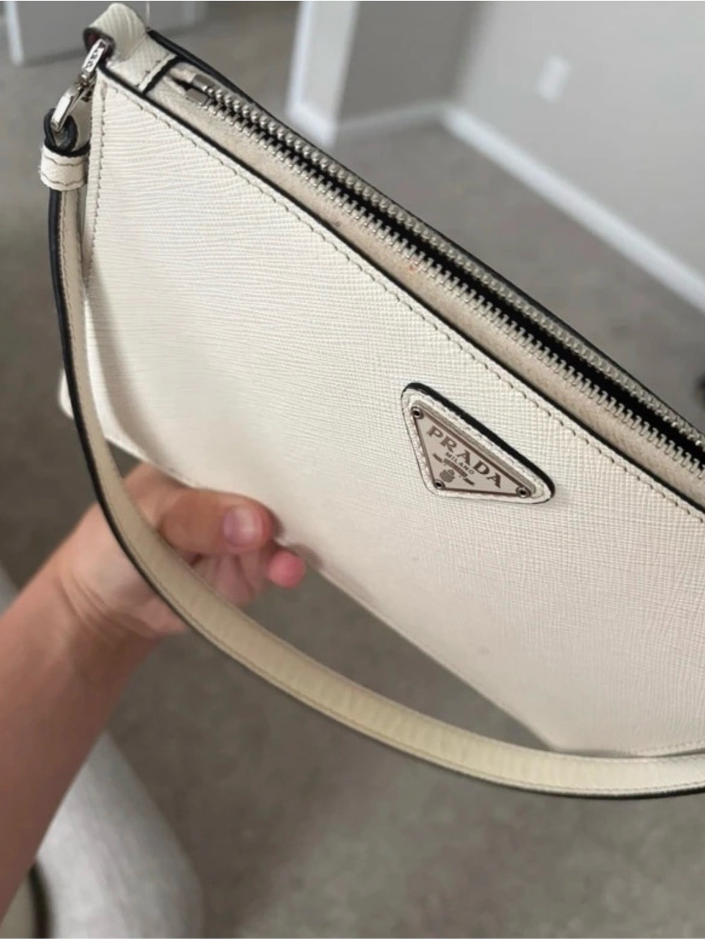Prada Cream Saffiano Mini Wristlet - Picture 2 of 5